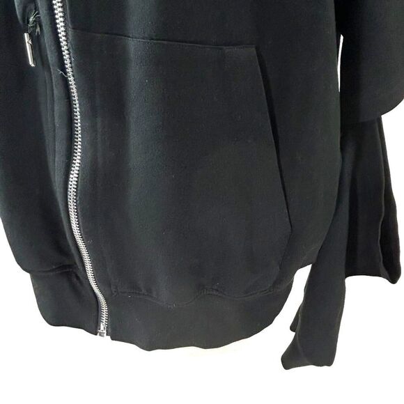 Nicopanda Jacket Women M Black Hoodie Zipper Knit Avant-garde Open Elbow Cutout - Picture 6 of 13